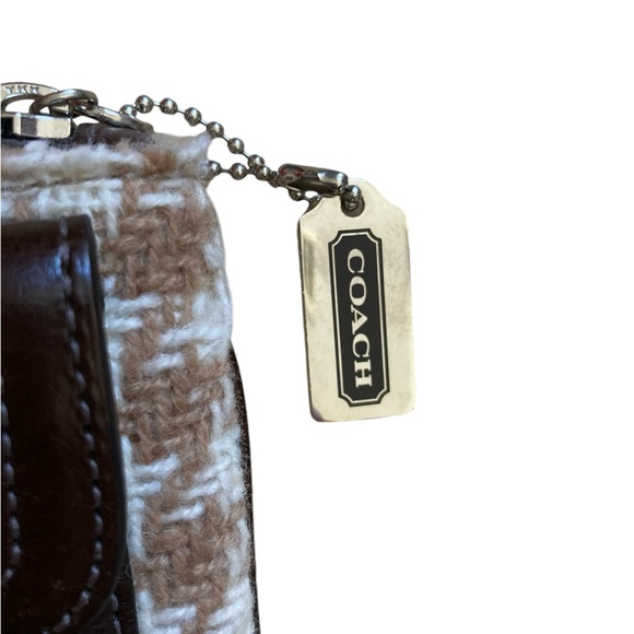 Coach Houndstooth New Wallet Bag Wristlet Brown Cream - Picture 4 of 9